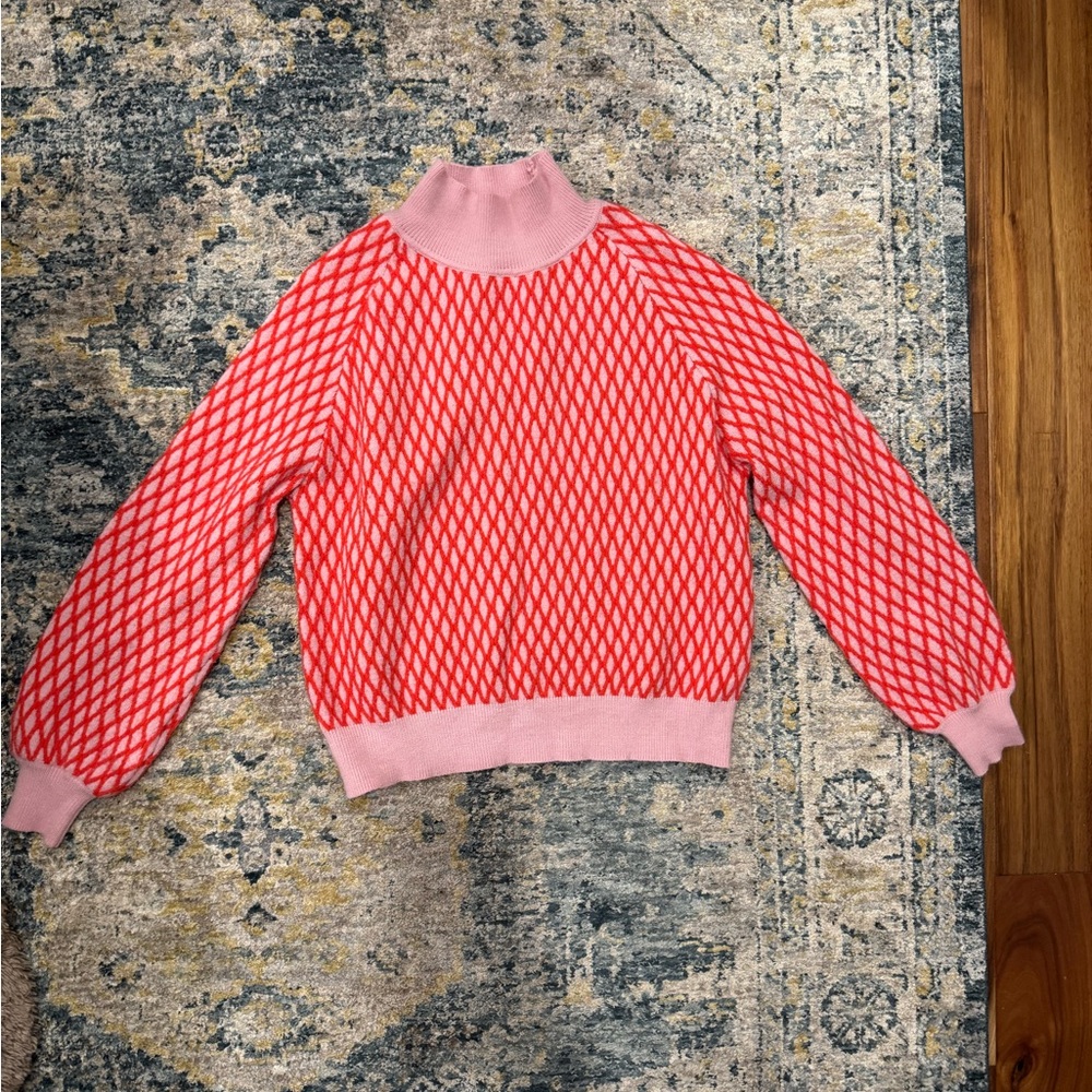 Dèluc Pink and Red Patterned Women's Sweater